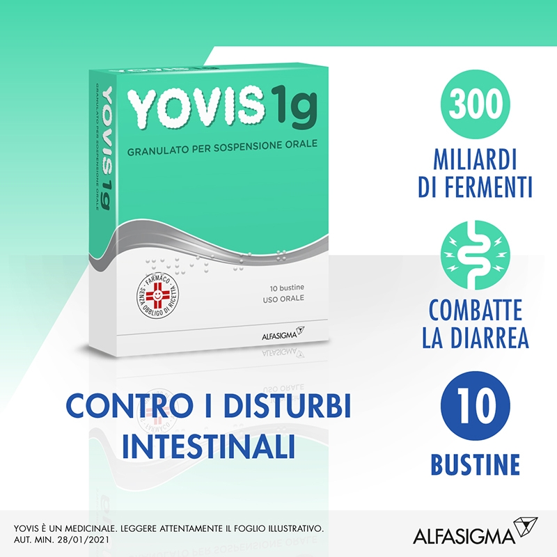 Yovis 1g, 300 Miliardi di fermenti lattici vivi, probiotici in granulato per sospensione orale 10 bustine Yovis 1g, 300 Miliardi di fermenti lattici vivi, probiotici in granulato per sospensione orale 10 bustine