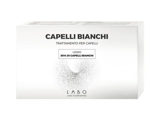 Capelli Bianchi Labo - 30% di capelli bianchi uomo - Trattamento da 3 mesi - 60 fiale Capelli Bianchi Labo - 30% di capelli bianchi uomo - Trattamento da 3 mesi - 60 fiale