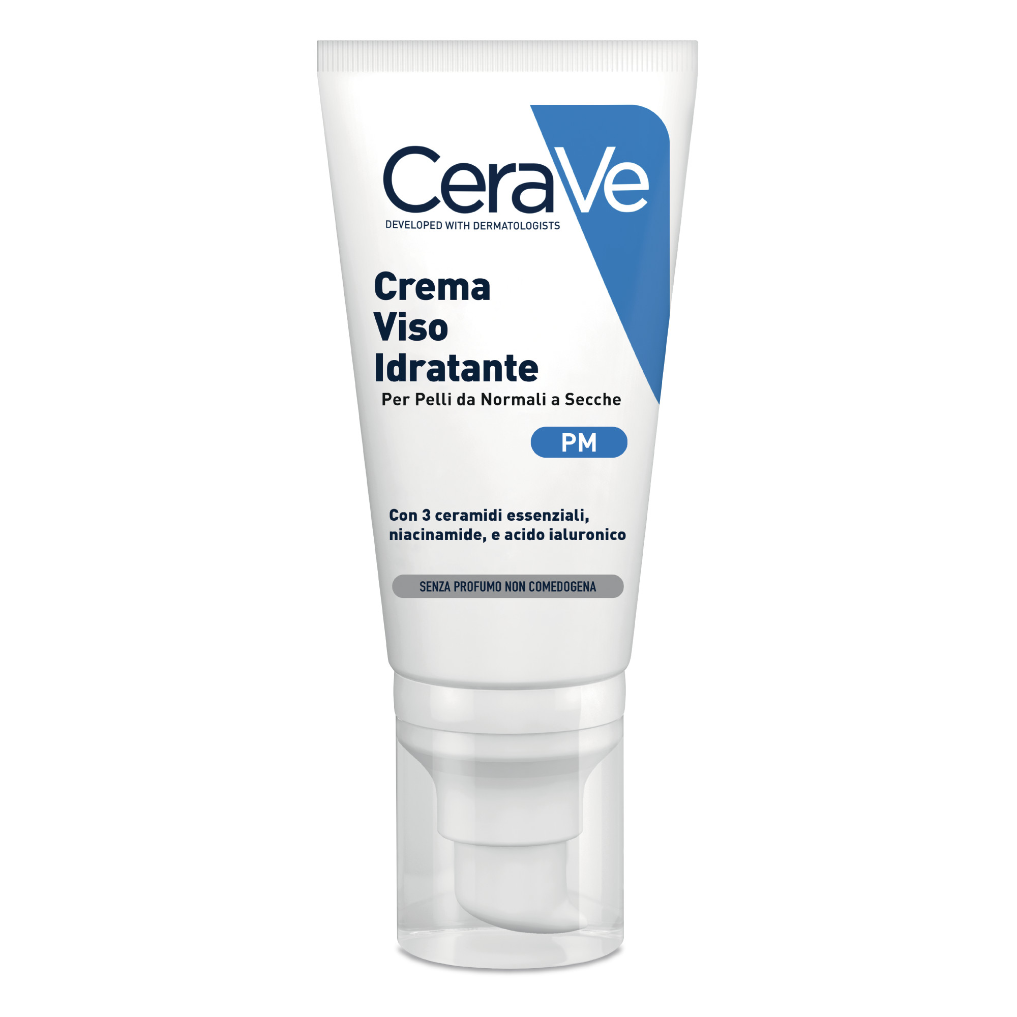 CeraVe Crema Viso Idratante PM con Acido Ialuronico, Niacinamide e 3 Ceramidi Essenziali, 50 ml