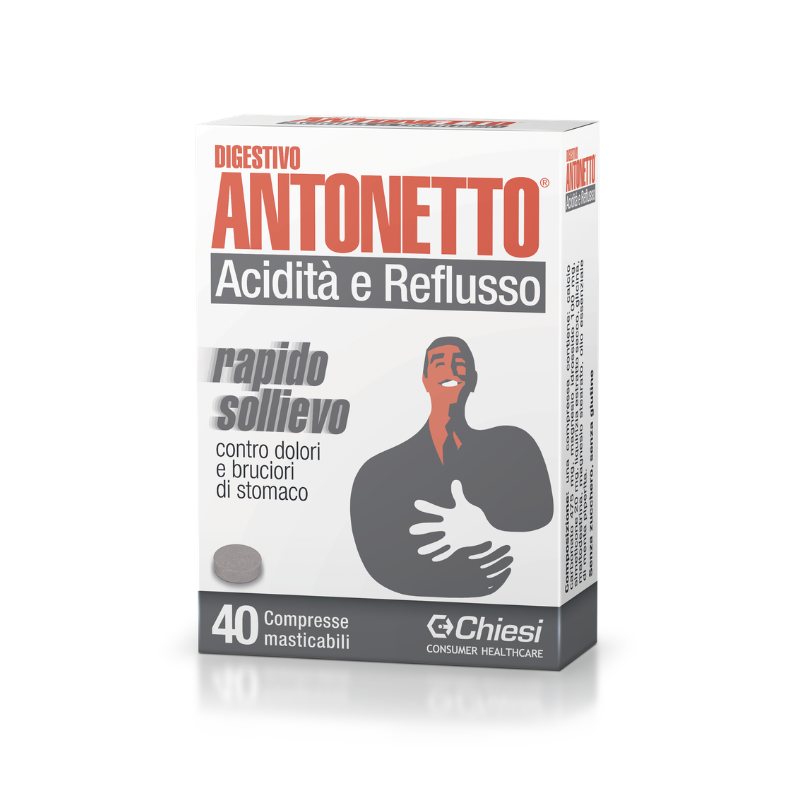 Digestivo Antonetto Acitidità E Reflusso - 40 Compresse Masticabili Contro Bruciori Di Stomaco