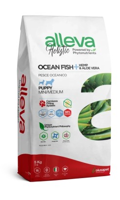 ALLEVA HOLISTIC DOG PUPPY OCEAN FISH + HEMP & ALOE VERA MINI/MEDIUM KG 5 - P02226