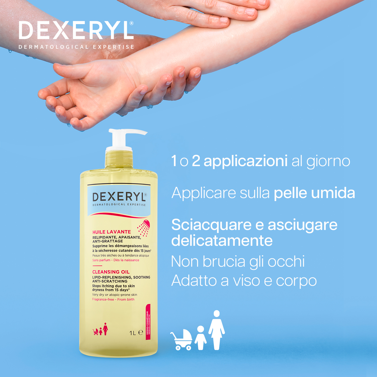 Dexeryl Olio Lavante - Detergente Antiprurito Per Pelle Secca E A Tendenza Atopica 1 Litro
