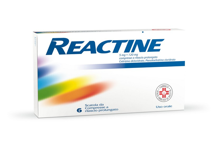 Reactine Allergia 6 Compresse Antistaminico Rinite Allergica e Rinorrea