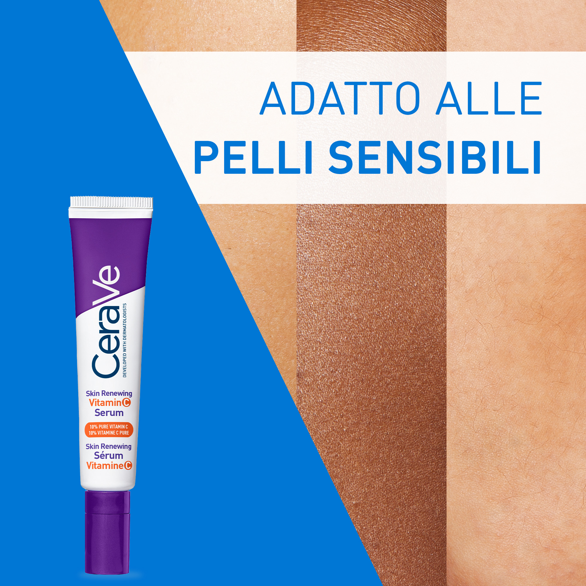 CeraVe Skin Renewing Siero Vitamina C, Con 10% Vitamina C Pura, 3 Ceramidi Essenziali, Acido Ialuronico e Vitamina B5, Per i Primi Segni dell'Età, 30 ml