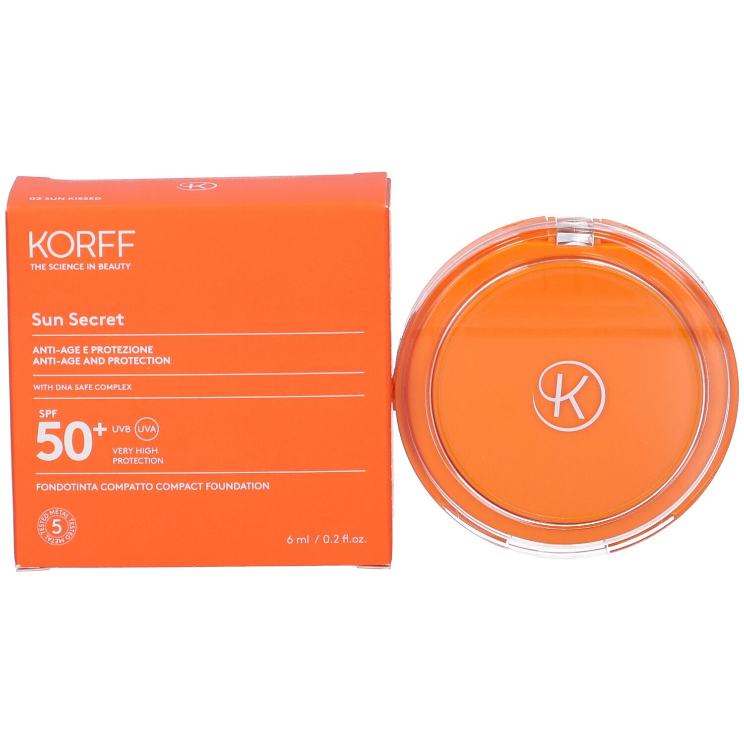 Korff Sun Secret Fondotinta Compatto Solare SPF50+ Tonalità 02 Sun Kissed Korff Sun Secret Fondotinta Compatto Solare SPF50+ Tonalità 02 Sun Kissed