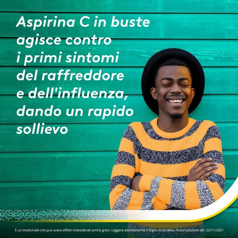 Aspirina C, contro sintomi di Raffreddore, Influenza e Febbre, 400 mg di Acido Acetilsalicilico + 240 mg di Vitamina C, antinfiammatorio e analgesico, Gusto Arancia, 10 Bustine Aspirina C, contro sintomi di Raffreddore, Influenza e Febbre, 400 mg di Acido Acetilsalicilico + 240 mg di Vitamina C, antinfiammatorio e analgesico, Gusto Arancia, 10 Bustine