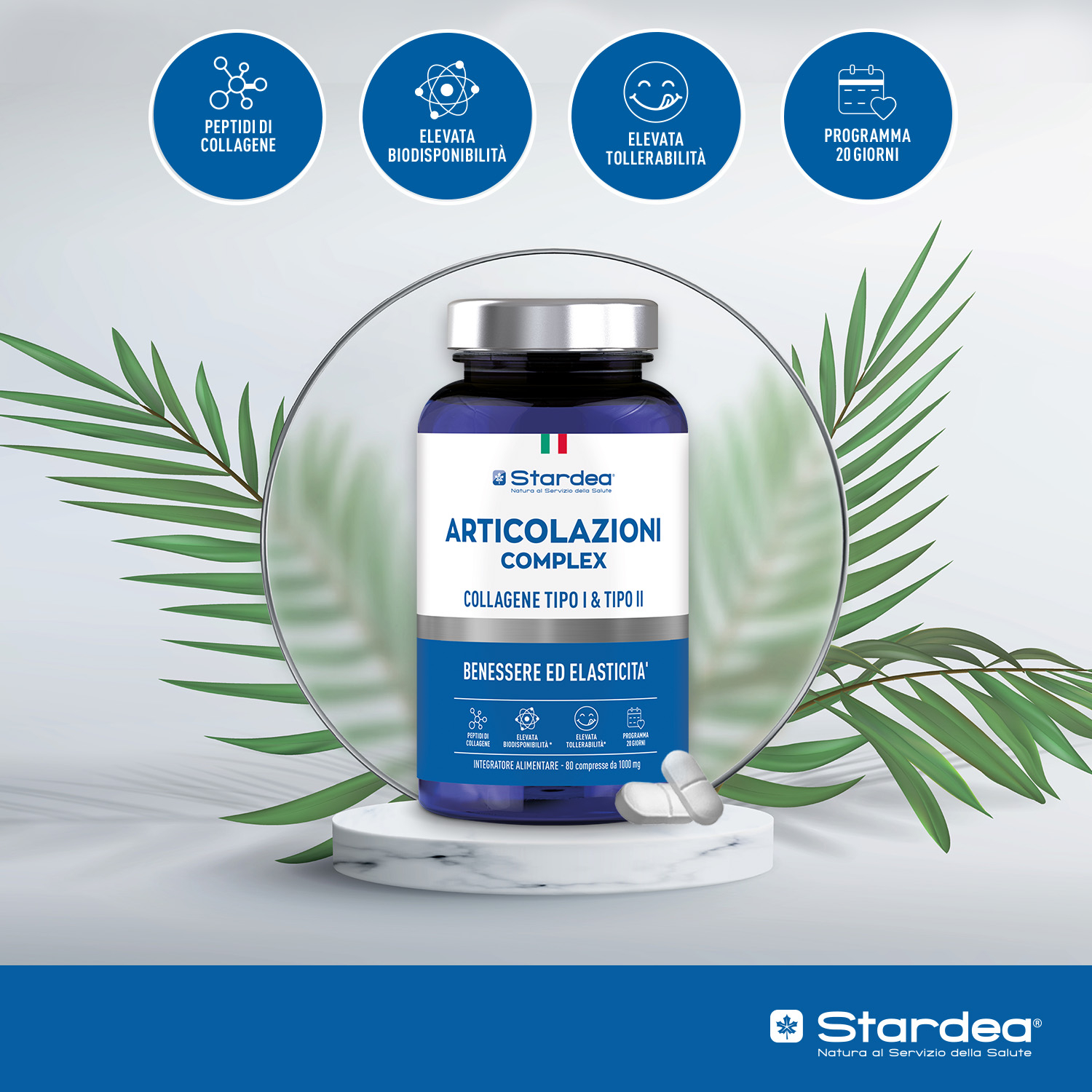 STARDEA ARTICOLAZIONI COMPLEX Compresse - COLLAGENE TIPO I & TIPO II - INTEGRATORE ALIMENTARE - BENESSERE ED ELASTICITA' ARTICOLARE STARDEA ARTICOLAZIONI COMPLEX Compresse - COLLAGENE TIPO I & TIPO II - INTEGRATORE ALIMENTARE - BENESSERE ED ELASTICITA' ARTICOLARE
