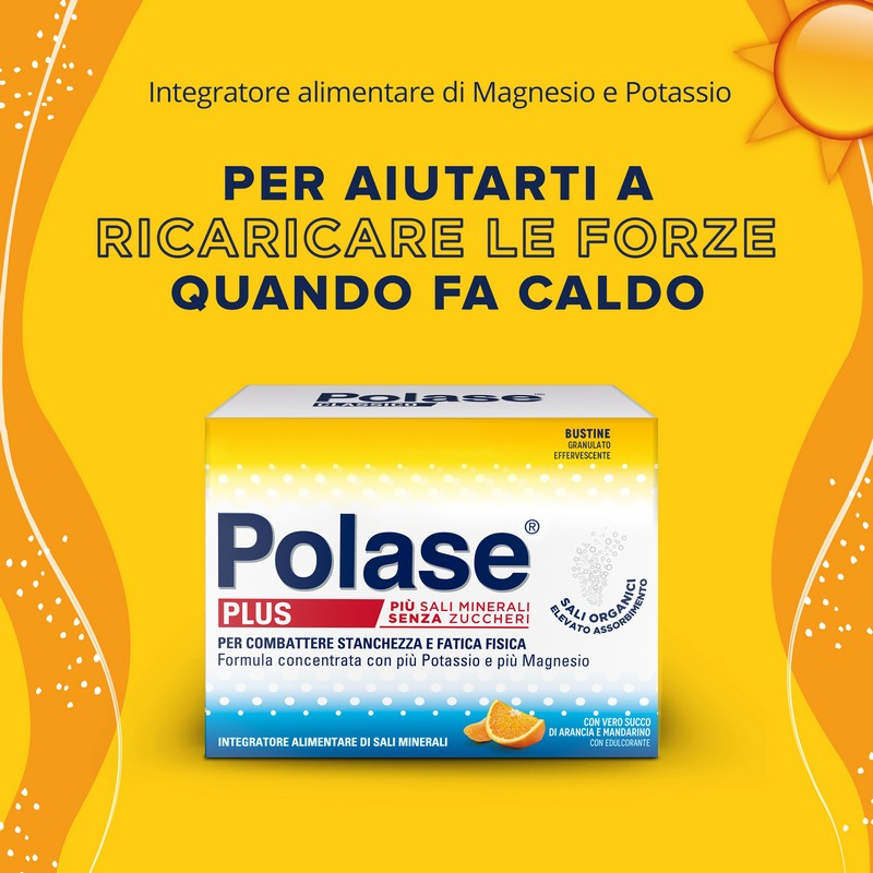 Polase Plus più Magnesio e Potassio Integratore Alimentare Sali Minerali Arancia Mandarino 24 +24 Bustine