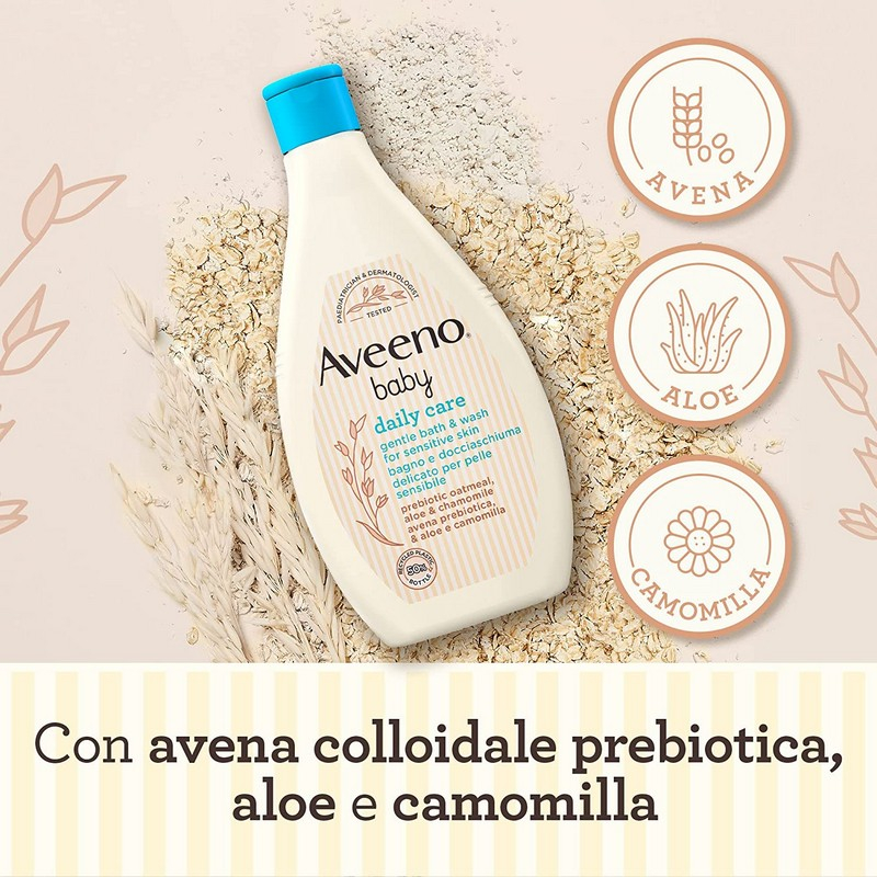 Aveeno Baby FLUID, Bagno e Doccia Schiuma Delicato per Bambini, Daily Care, Formula Delicata, Senza Lacrime, Pelli Sensibili, con Avena Colloidale, Camomilla e Aloe, 400ml Aveeno Baby FLUID, Bagno e Doccia Schiuma Delicato per Bambini, Daily Care, Formula Delicata, Senza Lacrime, Pelli Sensibili, con Avena Colloidale, Camomilla e Aloe, 400ml