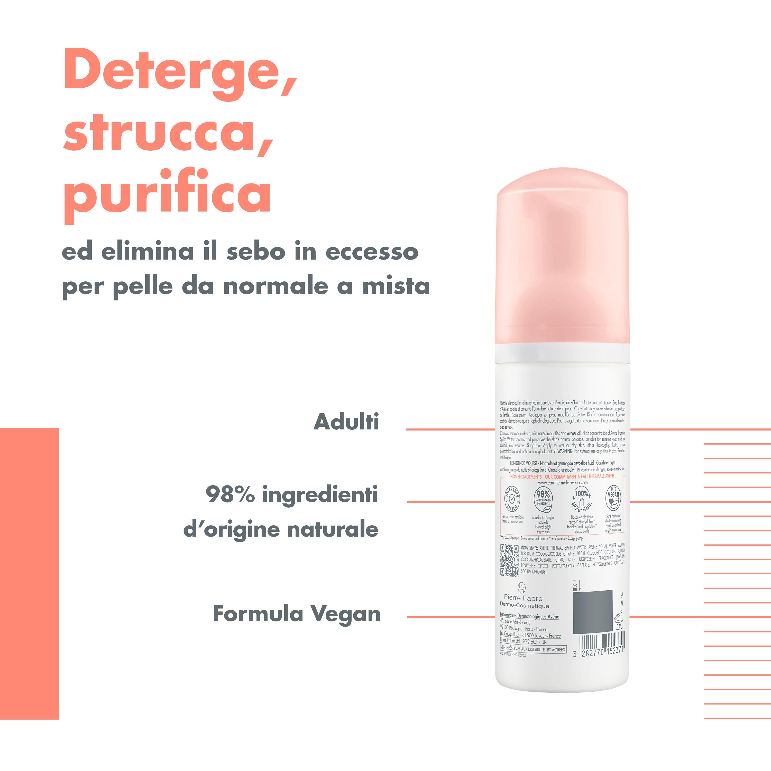 Avène Les Essentiels - Mousse Detergente, Struccante E Purificante Per Pelle Mista 150 ml