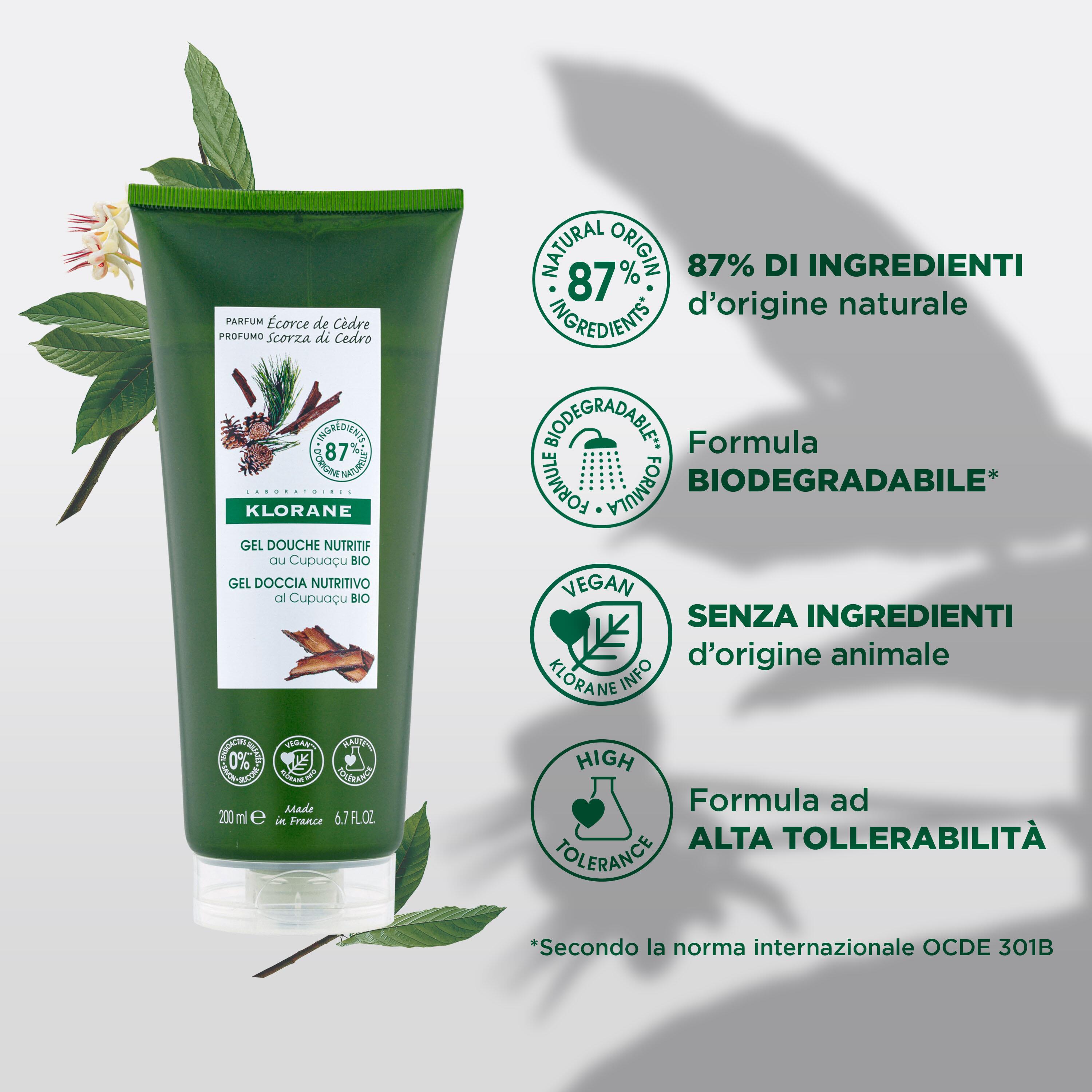 Klorane - Gel Doccia Nutritivo Al Profumo Scorza Di Cedro Per Tutti I Tipi Di Pelle 200 ml