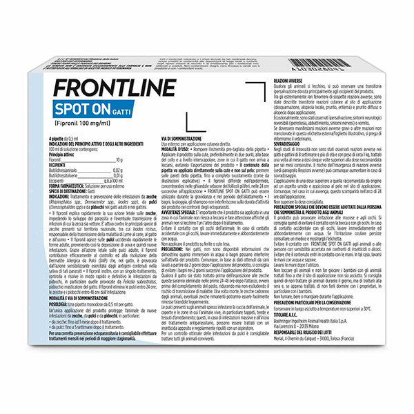 Frontline Spot Gatto 4 Pipette Ml.0,5 Frontline Spot Gatto 4 Pipette Ml.0,5