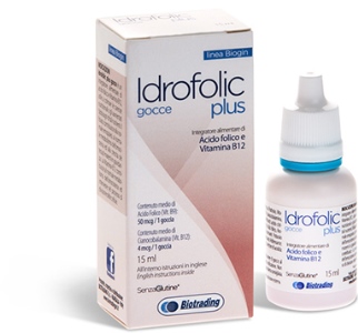 Idrofolic Plus Integratore di Acido Folico e Vitamina B12 Gocce 15 ml