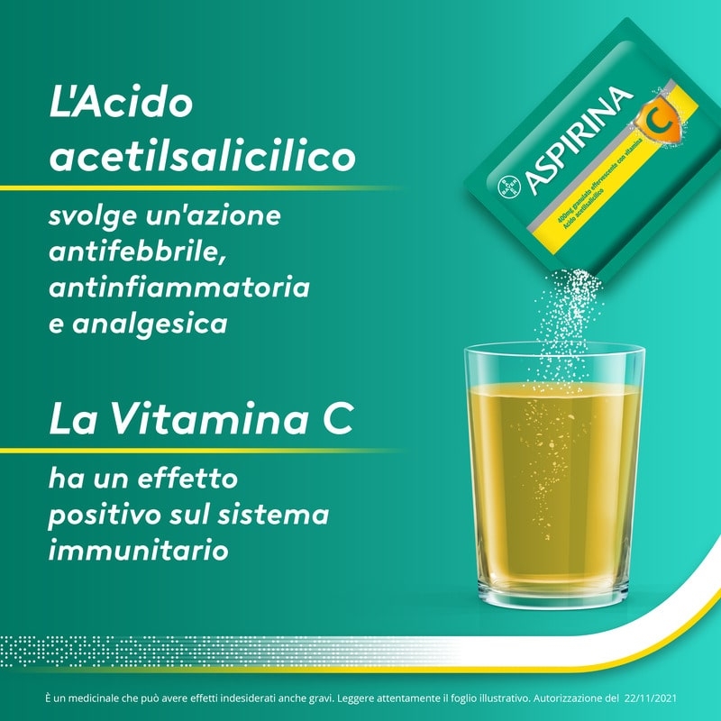 Aspirina C, contro sintomi di Raffreddore, Influenza e Febbre, 400 mg di Acido Acetilsalicilico + 240 mg di Vitamina C, antinfiammatorio e analgesico, Gusto Arancia, 10 Bustine Aspirina C, contro sintomi di Raffreddore, Influenza e Febbre, 400 mg di Acido Acetilsalicilico + 240 mg di Vitamina C, antinfiammatorio e analgesico, Gusto Arancia, 10 Bustine
