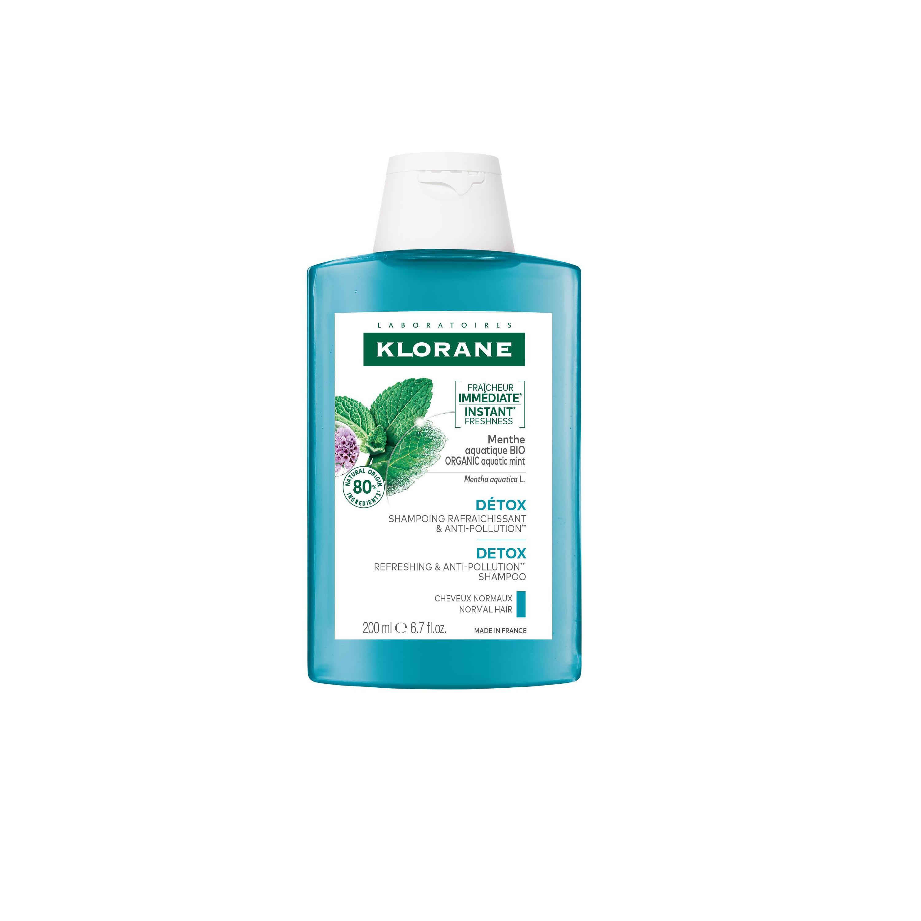 Klorane - Shampoo Rinfrescante & Anti-Inquinamento Alla Menta Bio Per Capelli Normali 200 ml