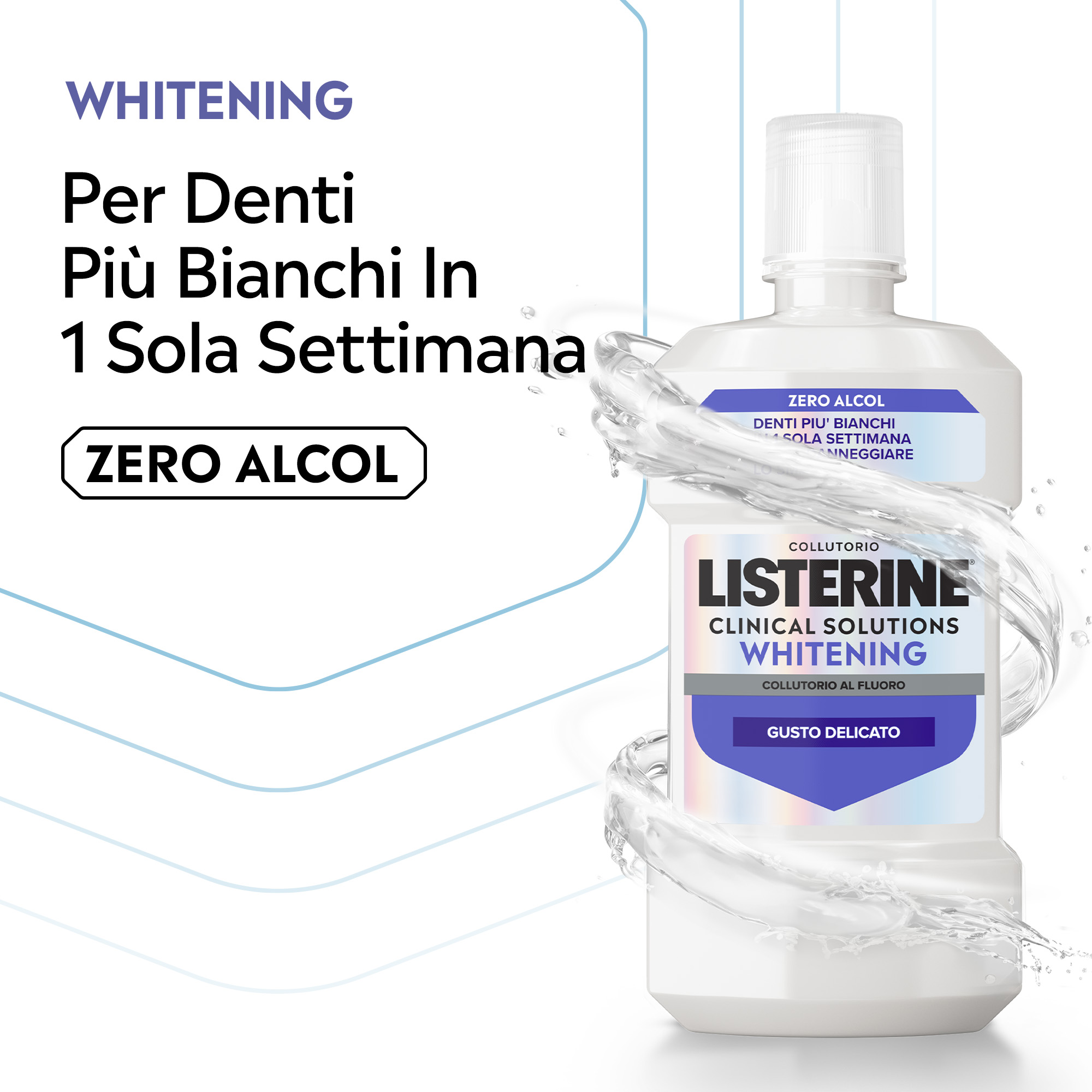 LISTERINE Advanced White Collutorio gusto delicato di Menta senza alcol con azione sbiancante 500 ml