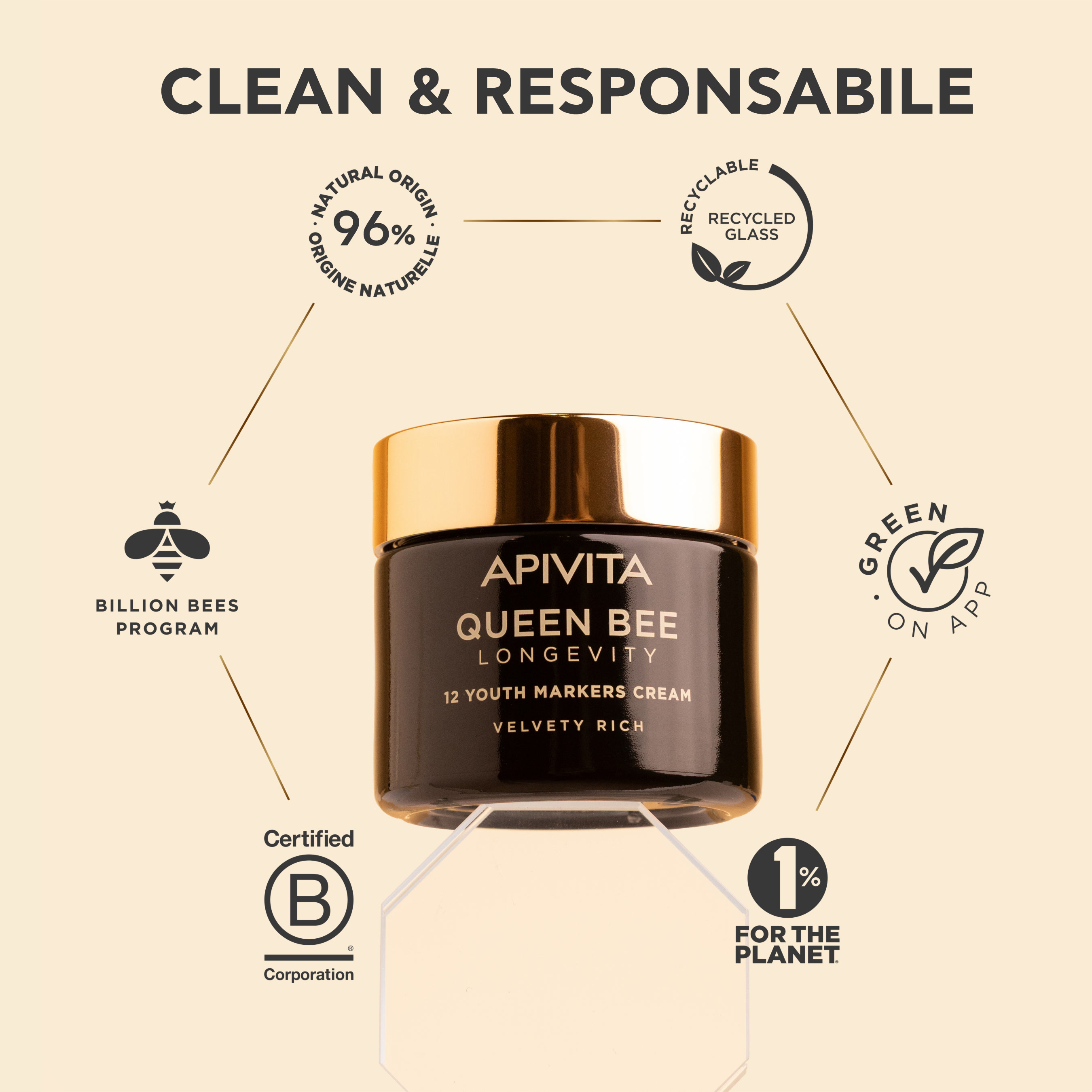 Apivita Queen Bee Longevity - Crema Ricca E Vellutata 12 Indicatori Di Giovinezza 50 ml