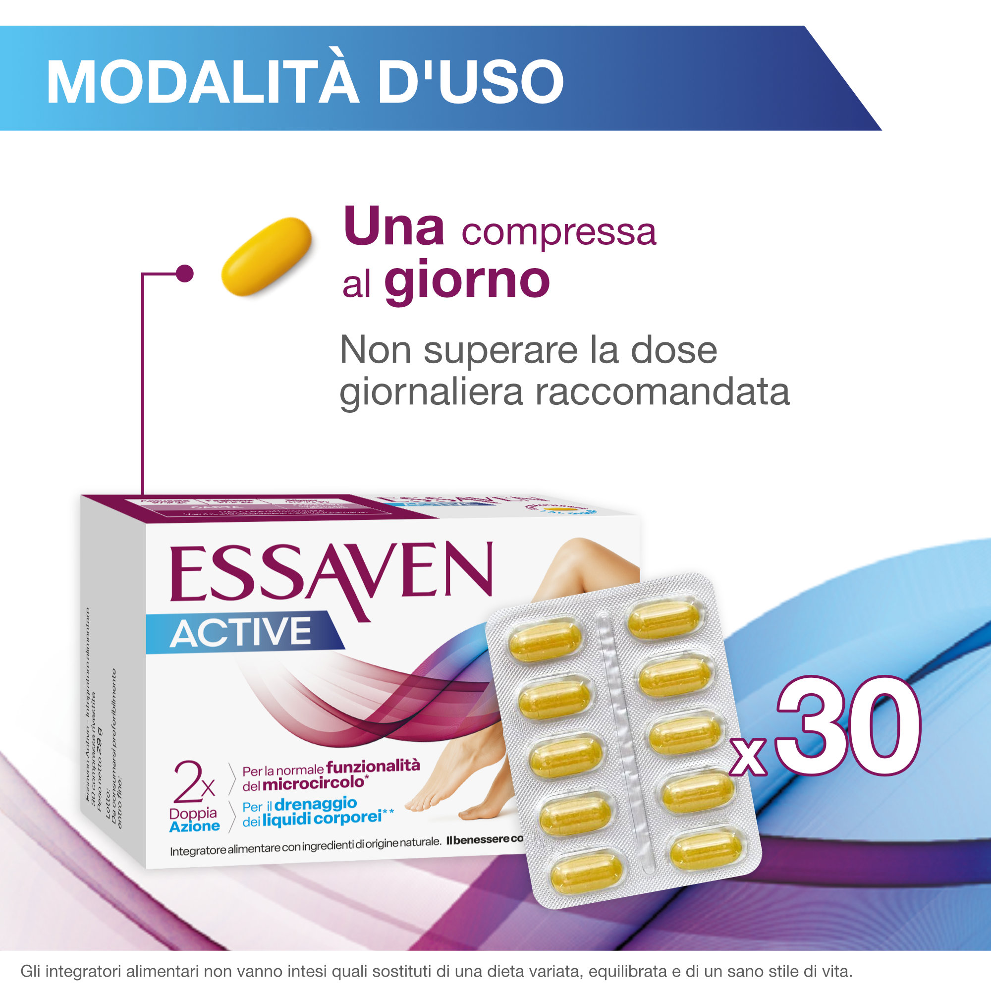 Essaven Active 30 Compresse - Integratore Per Il Microcircolo