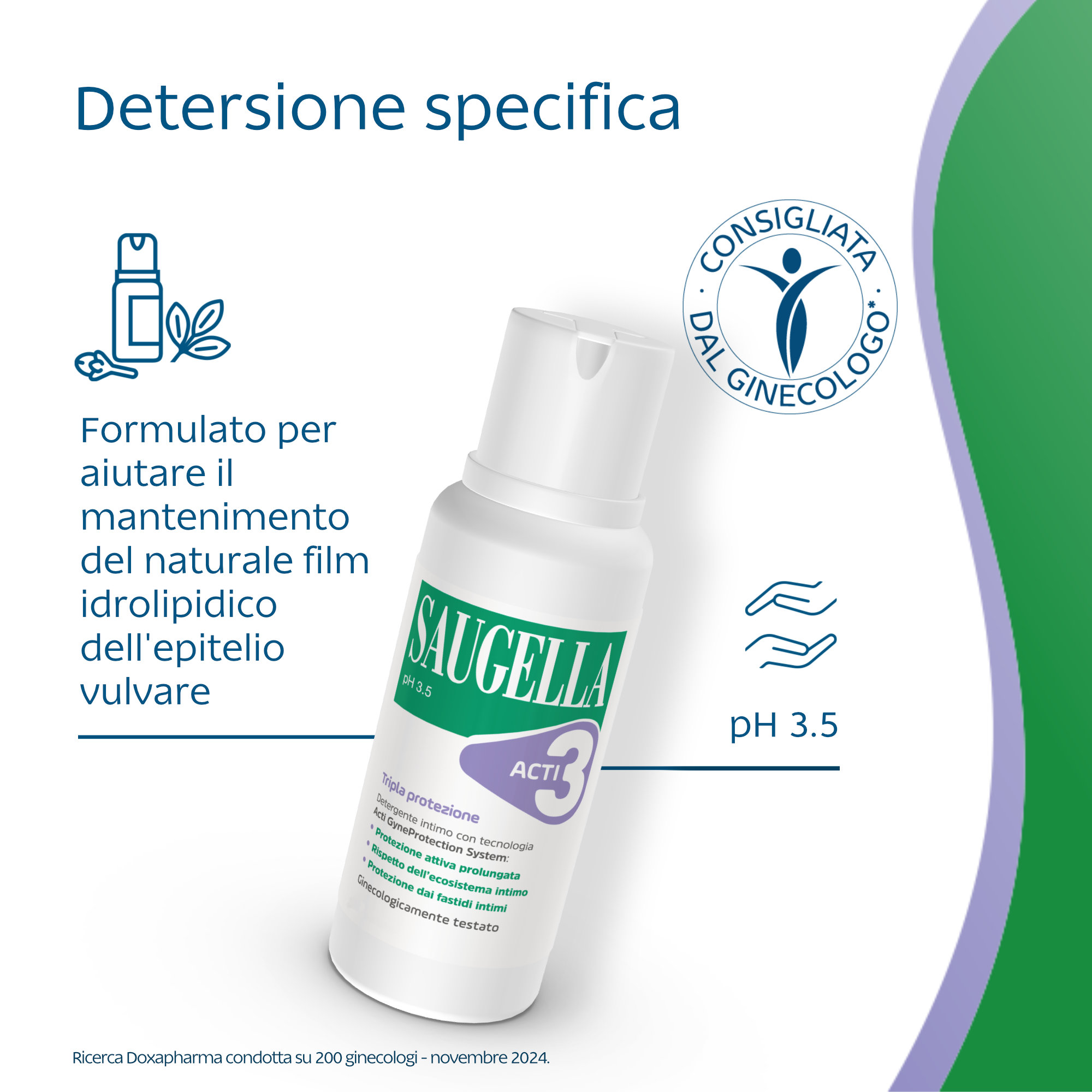 Saugella ACTI3 Detergente Intimo Tripla Protezione 500 mL