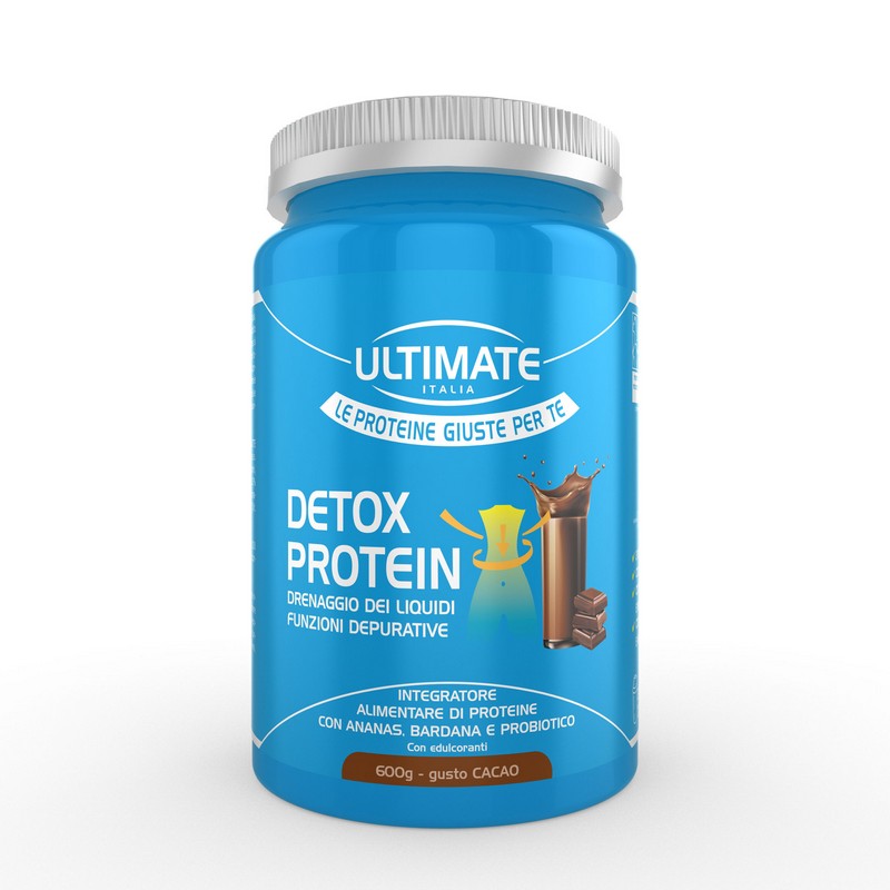 Ultimate Italia Detox Protein Gusto Cacao - Integratore Per Il Drenaggio Dei Liquidi 600 g
