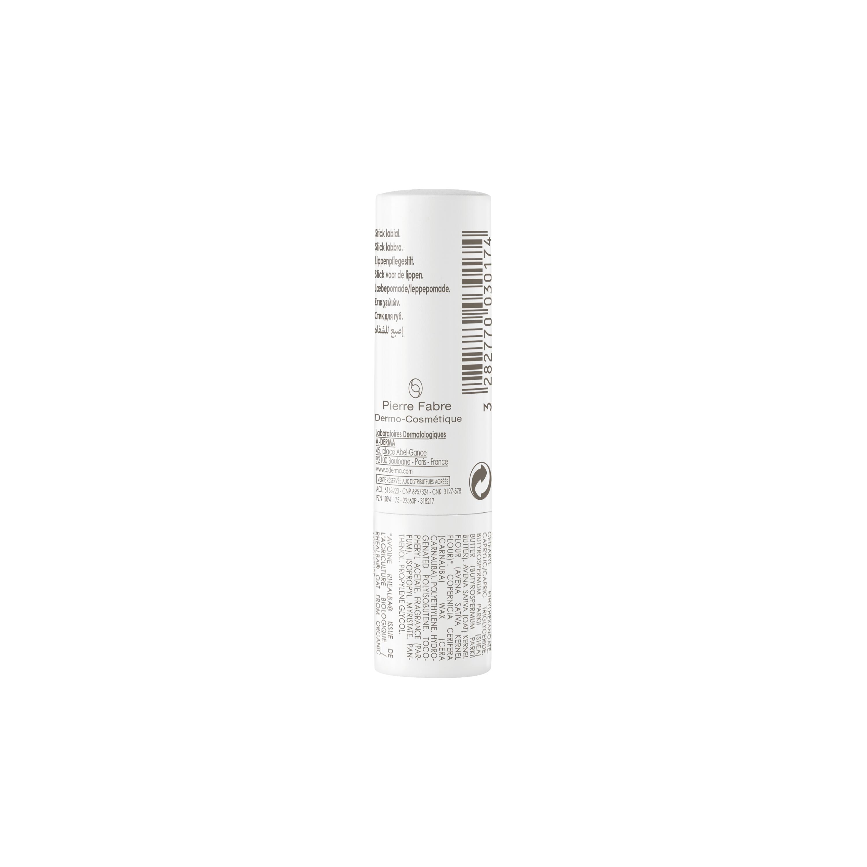 A-Derma Les Indispensables - Stick Idratante, Lenitivo E Ristrutturante Per Labbra Fragili E Eecche 4 g