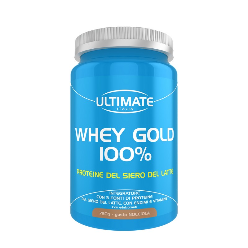 Ultimate Italia Whey Gold 100% Gusto Nocciola - Proteine Del Siero Del Latte In Polvere 750 g