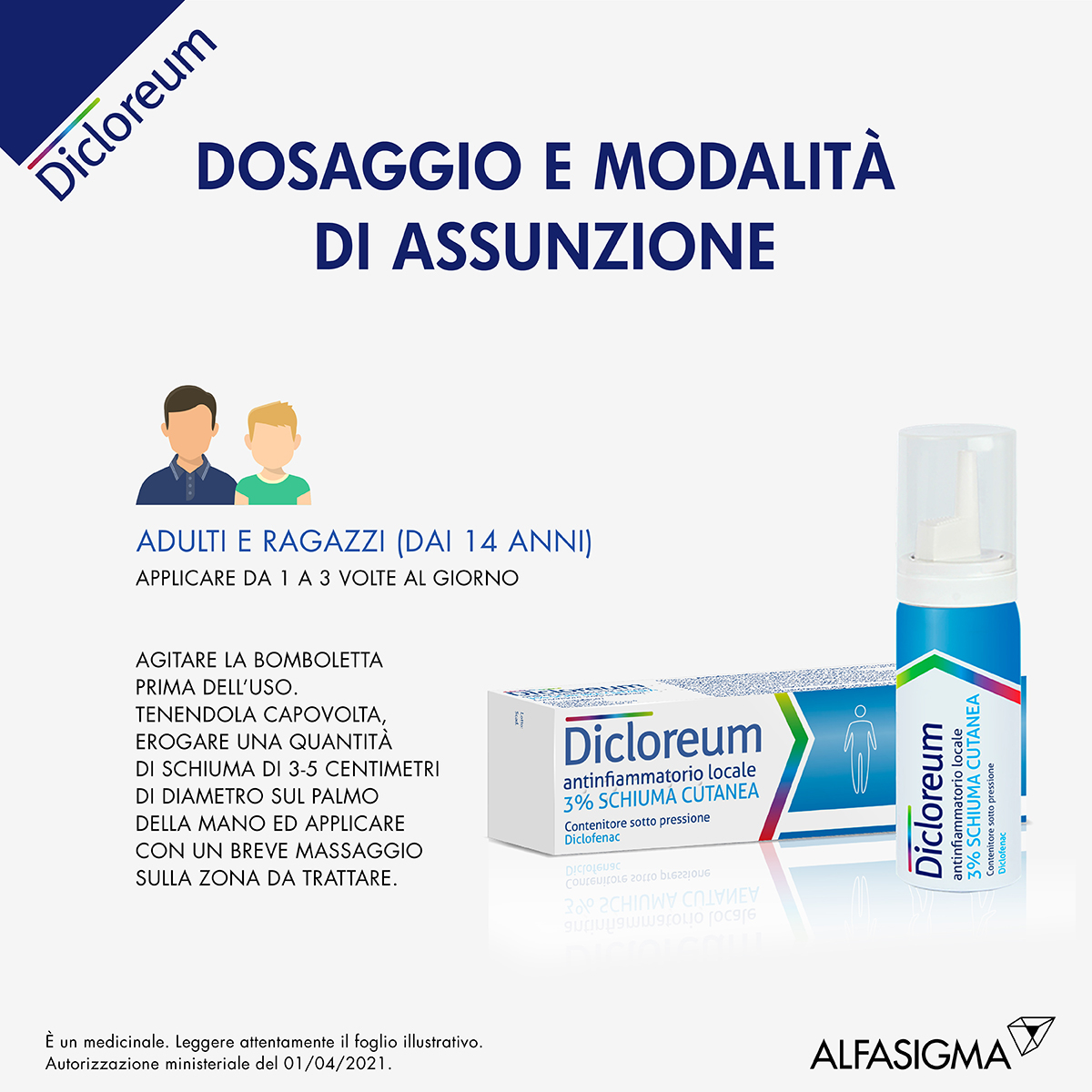 Dicloreum Antinfiammatorio Locale 3% per dolori muscolari e dolori articolari - Schiuma Cutanea 50 g Dicloreum Antinfiammatorio Locale 3% per dolori muscolari e dolori articolari - Schiuma Cutanea 50 g