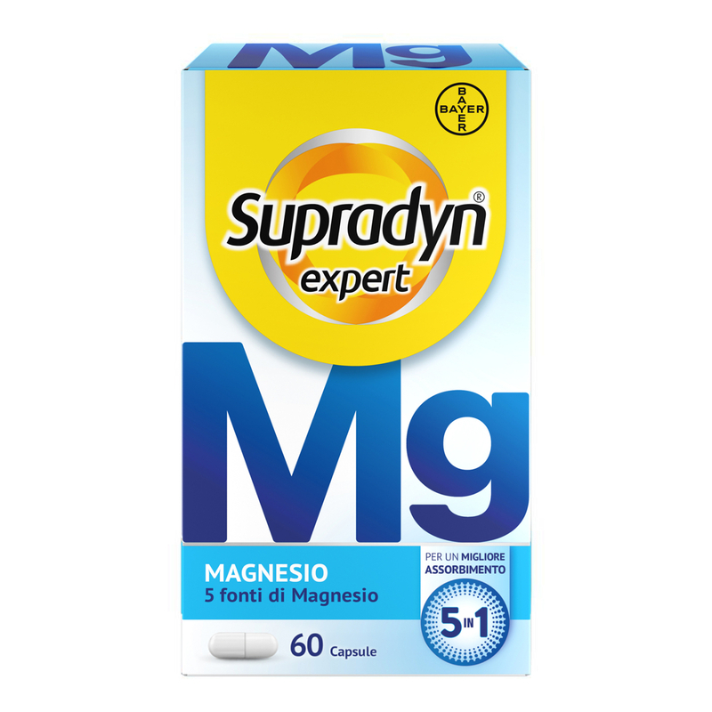Supradyn Expert Magnesio Completo 5 sali in 1, tra cui Magnesio Bisglicinato, Citrato, Ossido 60 cps