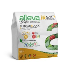 ALLEVA HOLISTIC CAT ADULT & STERILIZED LIGHT & HAIRBALL CHICKEN & DUCK + SUGARCANE FIBER & GINSENG KG 0,400 - P00271H