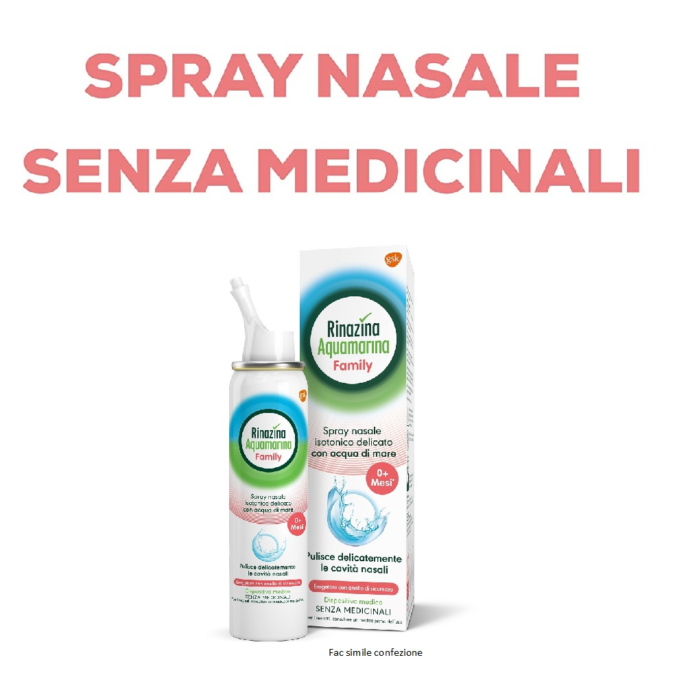 Rinazina Aquamarina Family Spray Nasale Isotonico Lavaggio Nasale Acqua di Mare Neonati Adulti 100ml Rinazina Aquamarina Family Spray Nasale Isotonico Lavaggio Nasale Acqua di Mare Neonati Adulti 100ml
