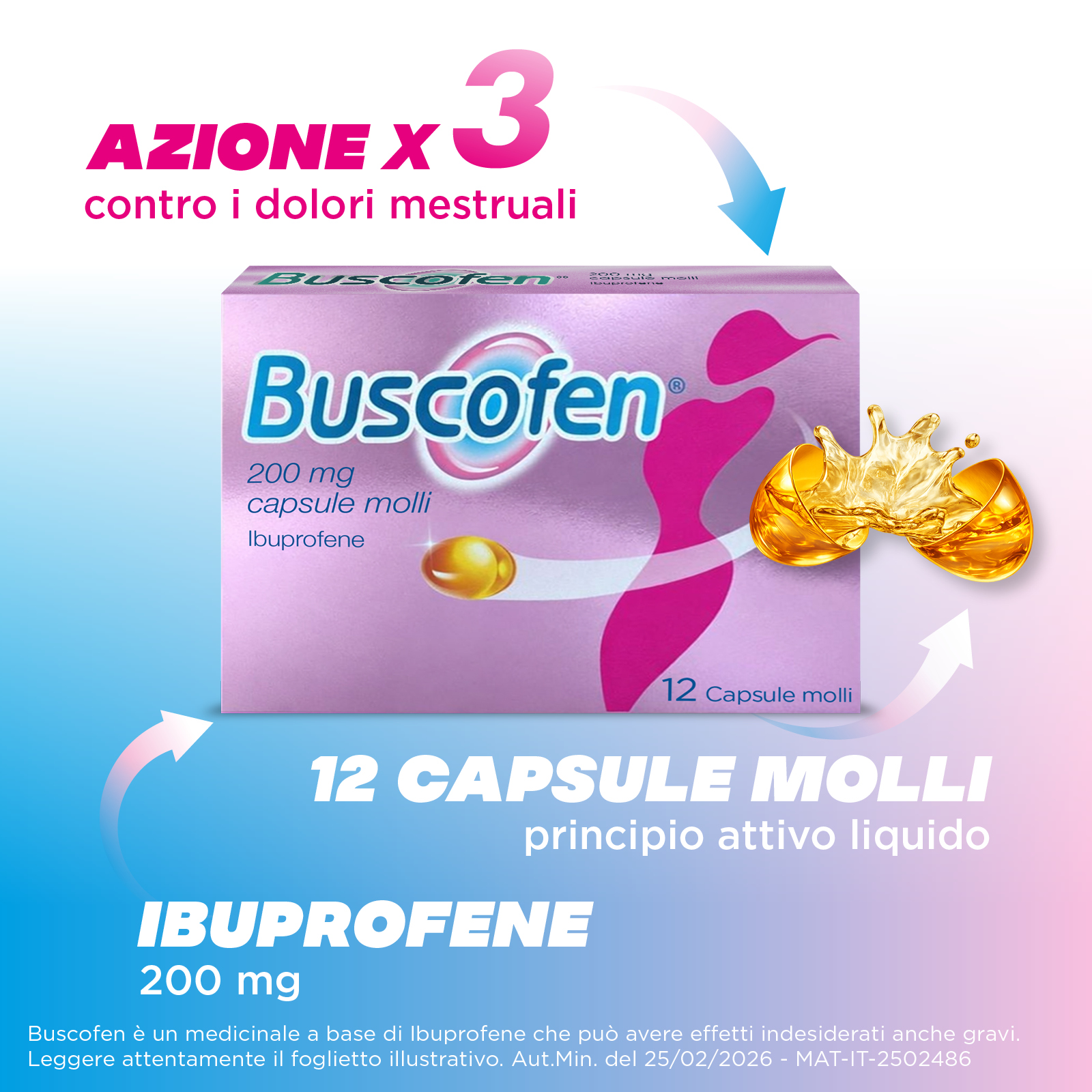 Buscofen - 12 capsule molli - 200 mg