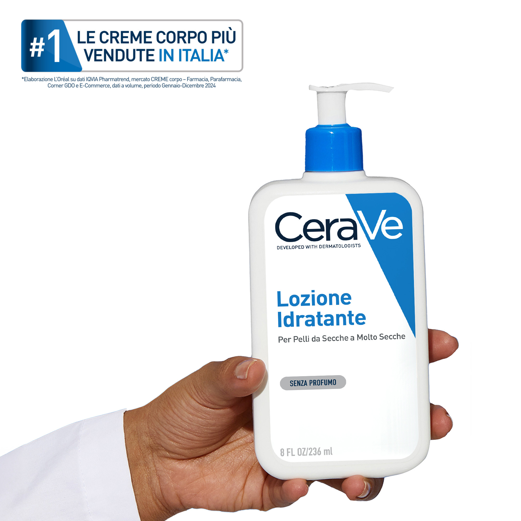 CeraVe Refill Lozione Idratante Corpo Per pelli da normali a secche per il corpo e il viso, 236 ml