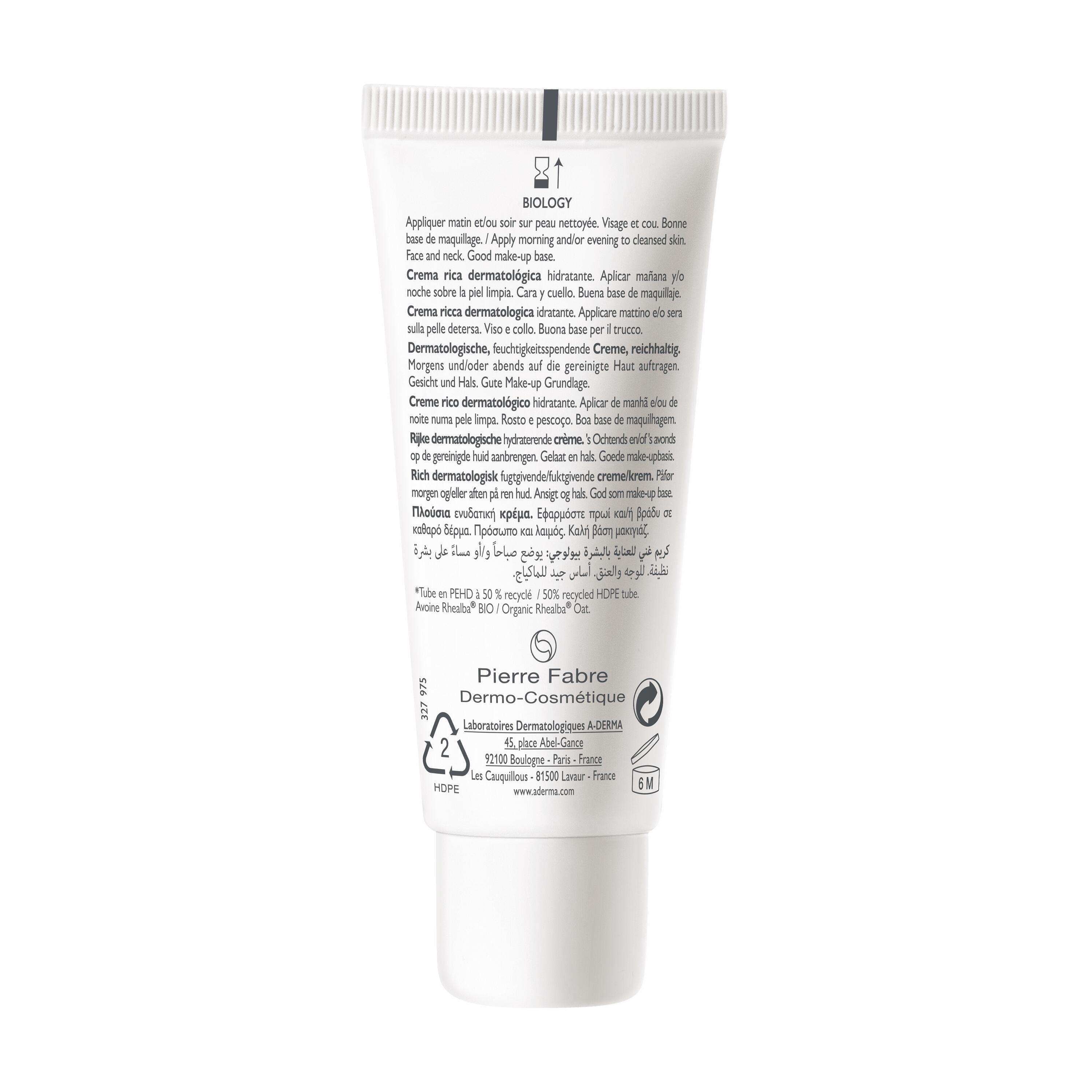 A-Derma Biology - Crema Ricca Dermatologica Idratante Per Pelle Secca E Fragile 40 ml 