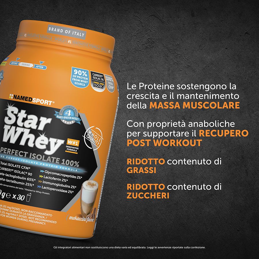 Named Sport - Star Whey Isolate Gusto Mokaccino Cream 750 g - Proteine Del Siero Del Latte Isolate In Polvere
