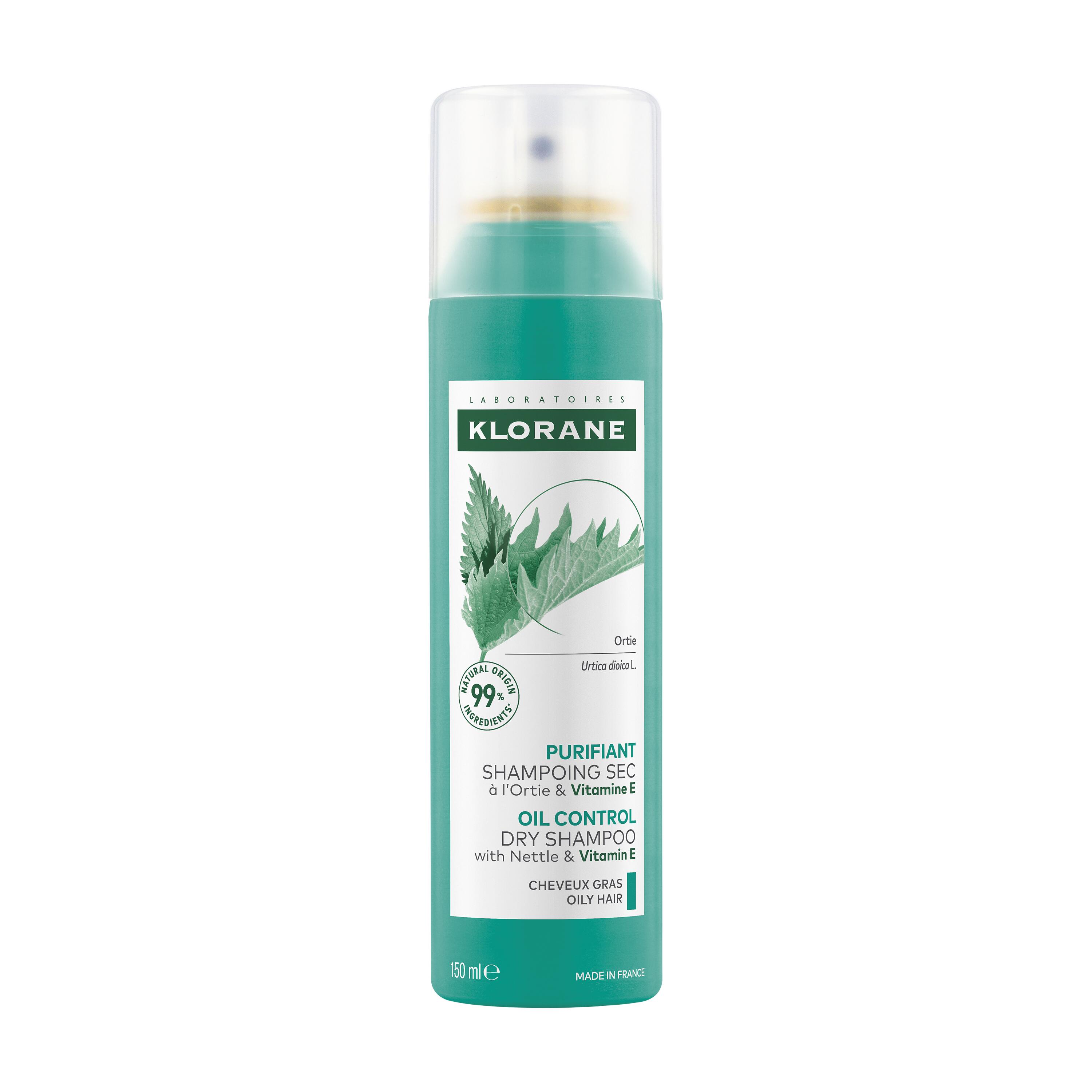 Klorane - Shampoo Secco Purificante All'Ortica & Vitamina E Per Capelli Grassi 150 ml 