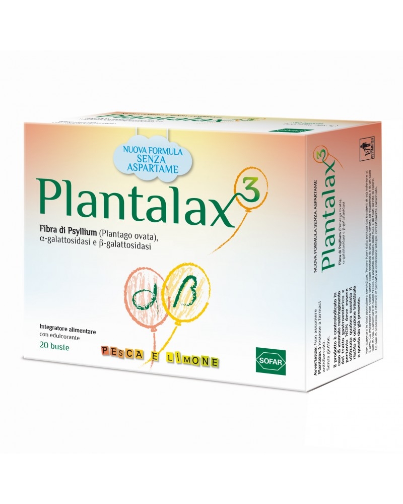 Plantalax3 - Integratore lassativo - gusto pesca e limone - 20 Bustine  Plantalax3 - Integratore lassativo - gusto pesca e limone - 20 Bustine