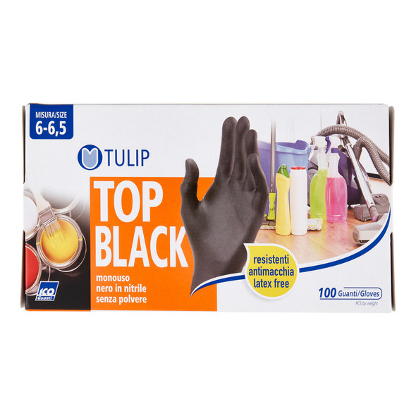 TULIP 100 GUANTI NITRILE NERO S