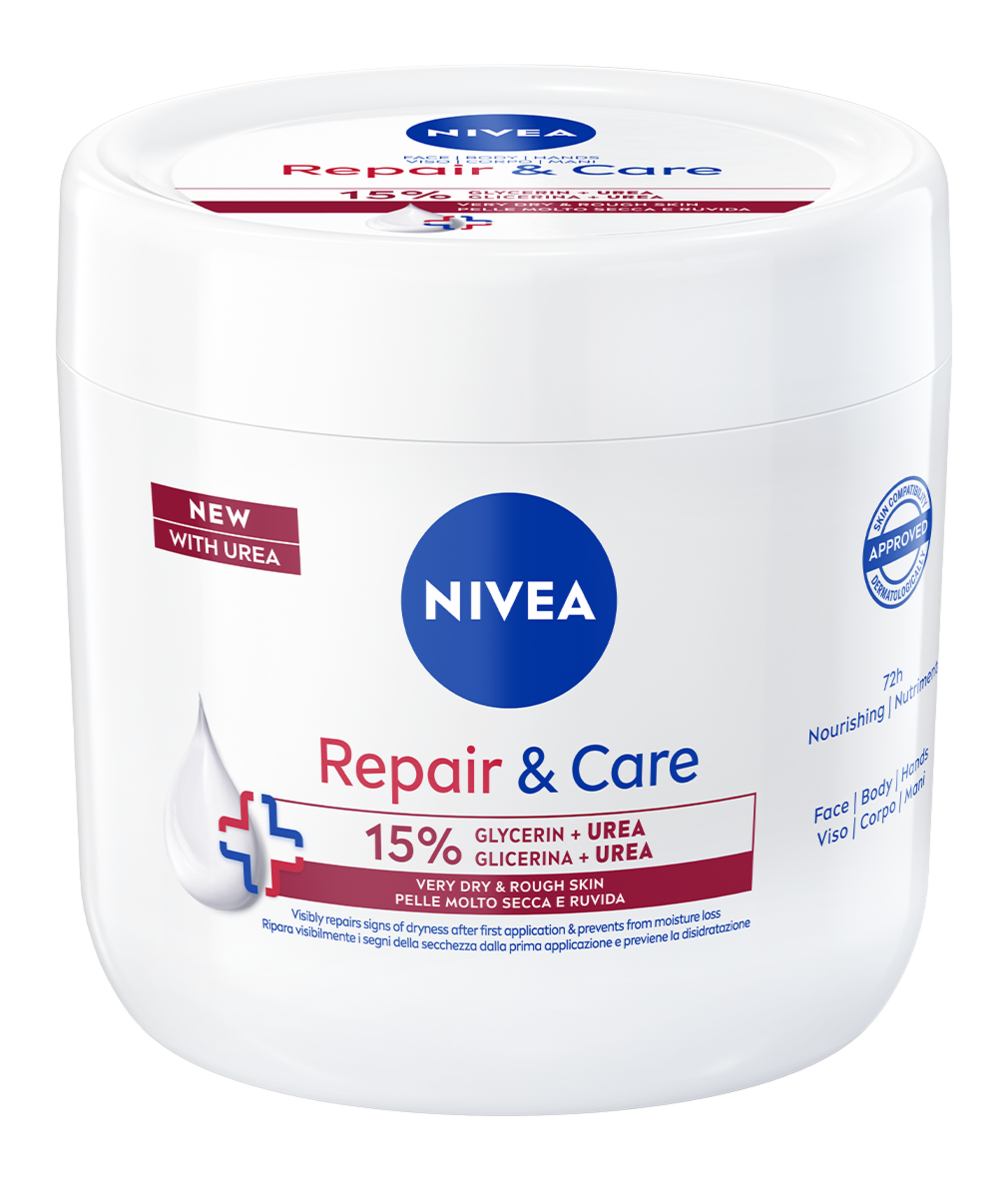 Nivea Crema Corpo Repair & Care Urea 400 ml, Crema multiuso idratante per pelle molto secca e ruvida Nivea Crema Corpo Repair & Care Urea 400 ml, Crema multiuso idratante per pelle molto secca e ruvida