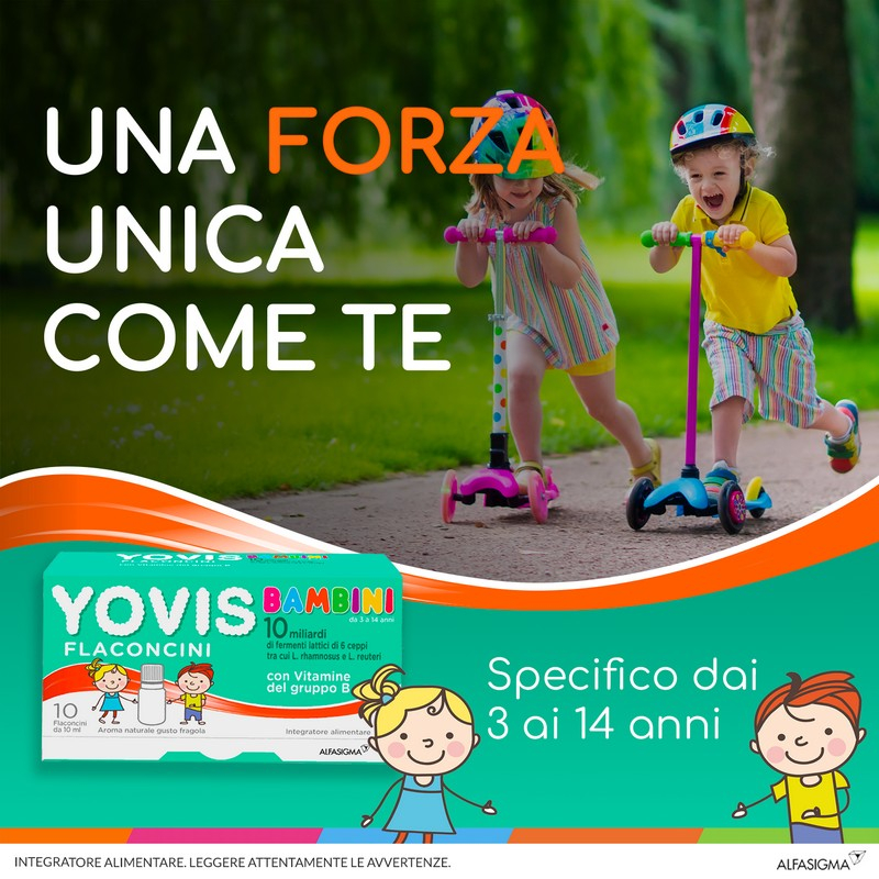 YOVIS Bambini integratore fermenti lattici gusto fragola 10 flaconcini