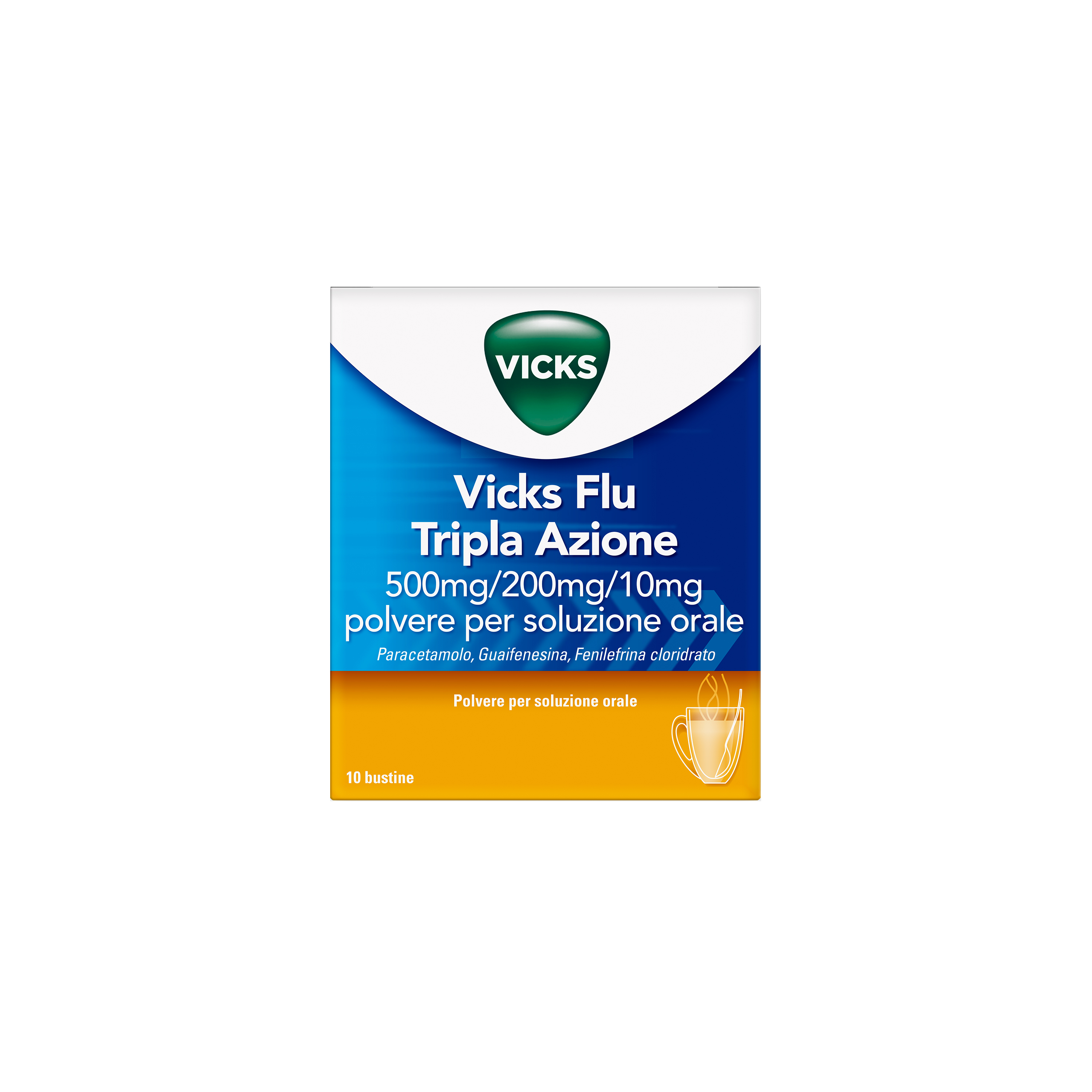 Vicks Flu Tripla Azione Polvere Paracetamolo Influenza 10 Buste