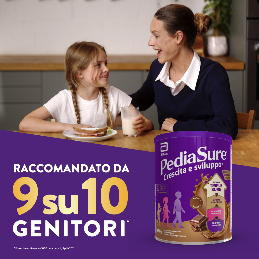 PediaSure Crescita E Sviluppo Gusto Cioccolato 850 g - Integratore Multivitaminico Per Bambini