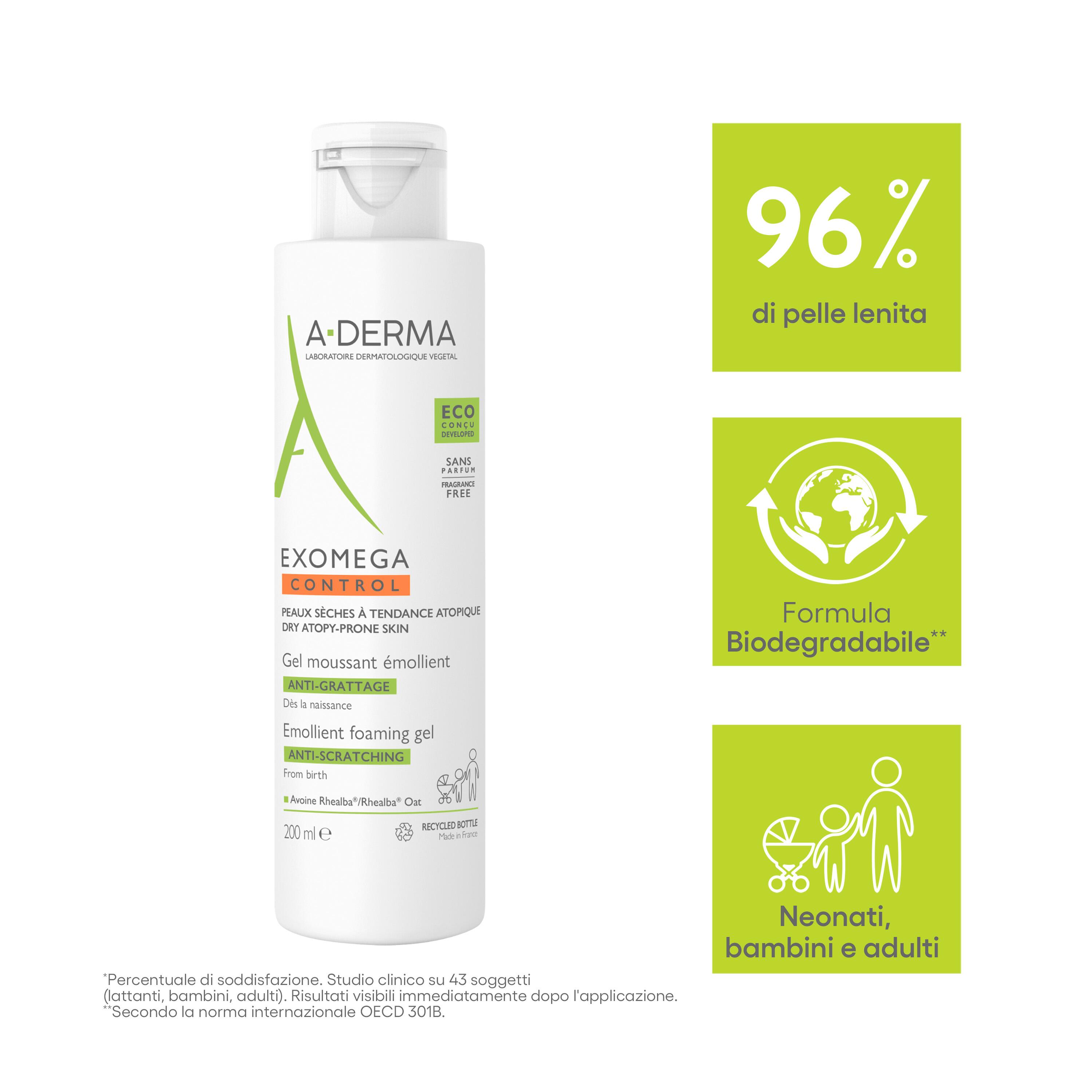 A-Derma Exomega Control - Gel Detergente Emolliente Per Pelle Secca A Tendenza Atopica 200 ml