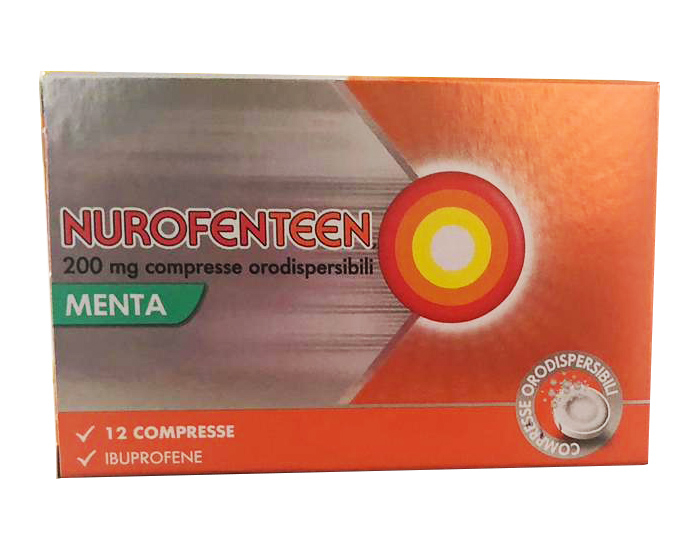 NUROFENTEEN MINT 200MG 12 CPR ibuprofene funzione antinfiammatoria e antidolorifica contro febbre, mal di testa, dolore ai denti e mestruali 