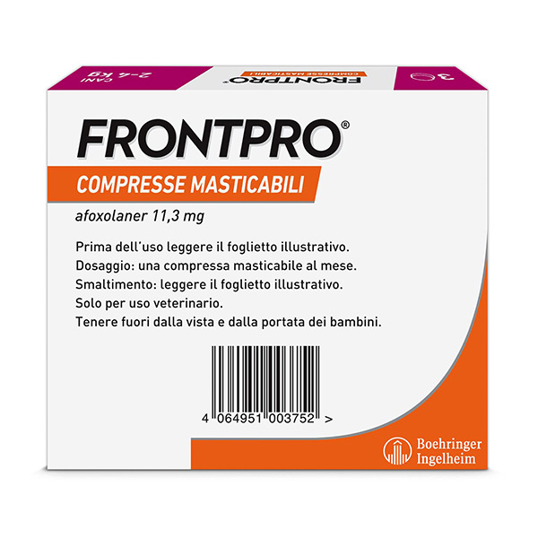 FRONTPRO x3 Compresse Masticabili Antiparassitario Per Cani (2-4Kg) Contro Pulci, Zecche, Uova e Larve FRONTPRO x3 Compresse Masticabili Antiparassitario Per Cani (2-4Kg) Contro Pulci, Zecche, Uova e Larve