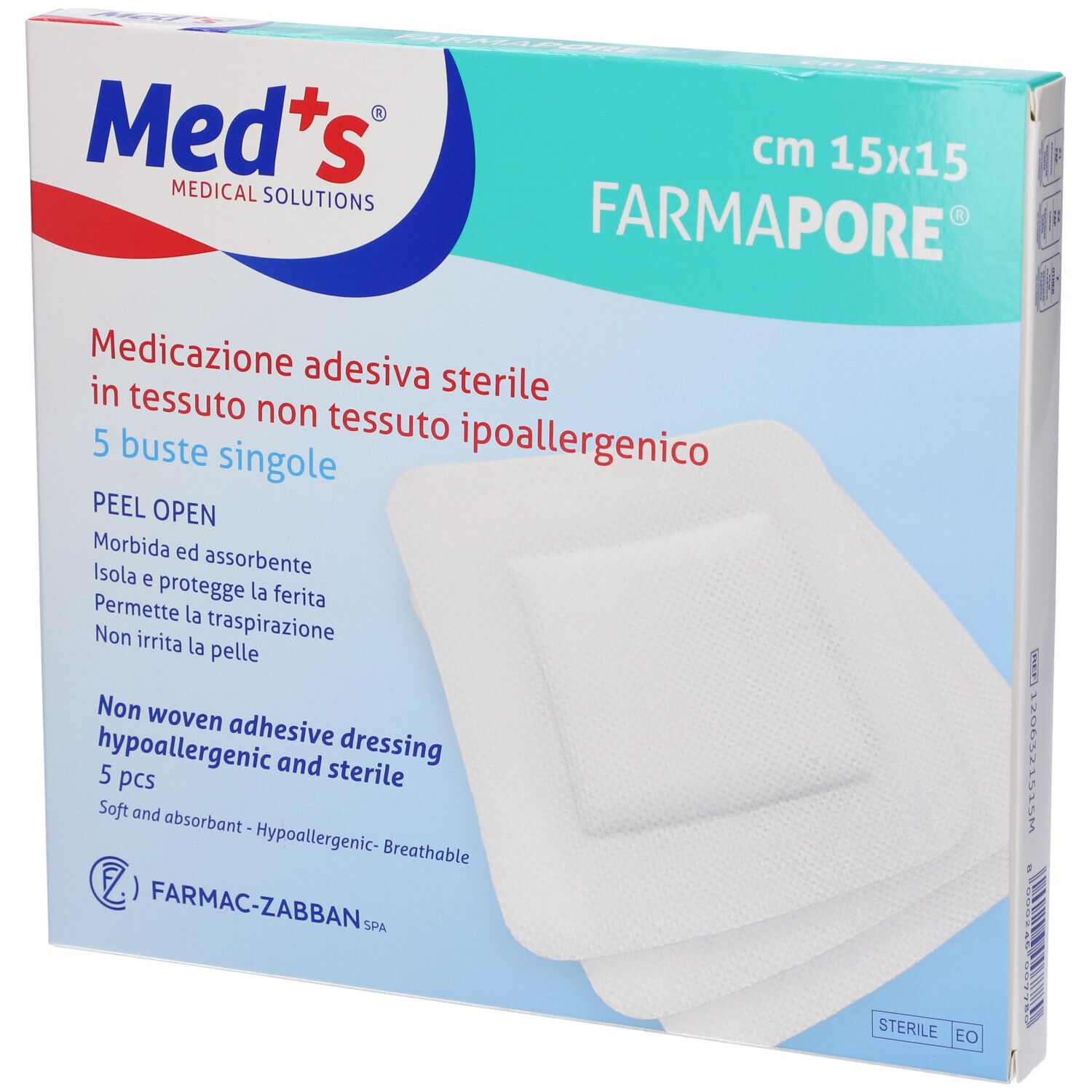Med's Medicazione Autoadesiva Sterile 15 x 15 cm 5 Pezzi