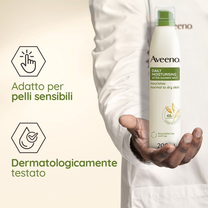 Aveeno Spray Idratante Corpo Dopo Doccia all'Avena per Proteggere e Nutrire la Pelle Secca, ad Assorbimento Rapido Aveeno Spray Idratante Corpo Dopo Doccia all'Avena per Proteggere e Nutrire la Pelle Secca, ad Assorbimento Rapido