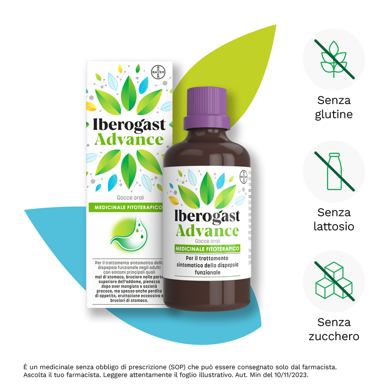 Iberogast Advance Medicinale Fitoterapico Per Il Trattamento Della Dispepsia Funzionale e Disturbi Gastrointestinali come Mal Di Stomaco, Gocce Orali, 50 ml