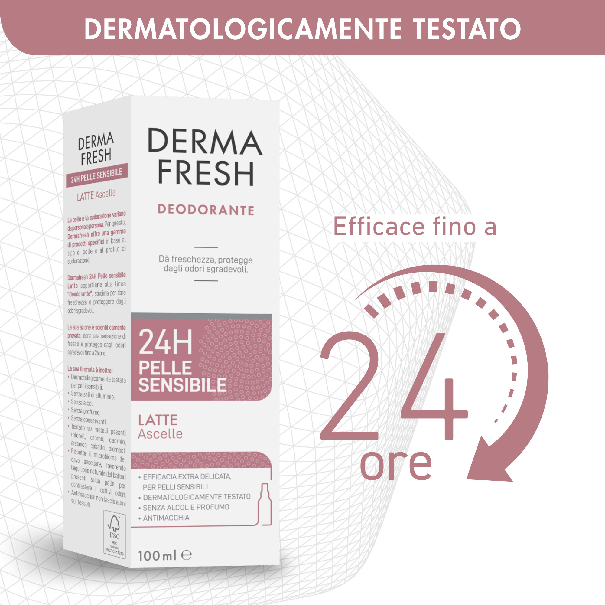 Dermafresh 24H Pelle Sensibile - Deodorante Per Ascelle Latte 100 ml