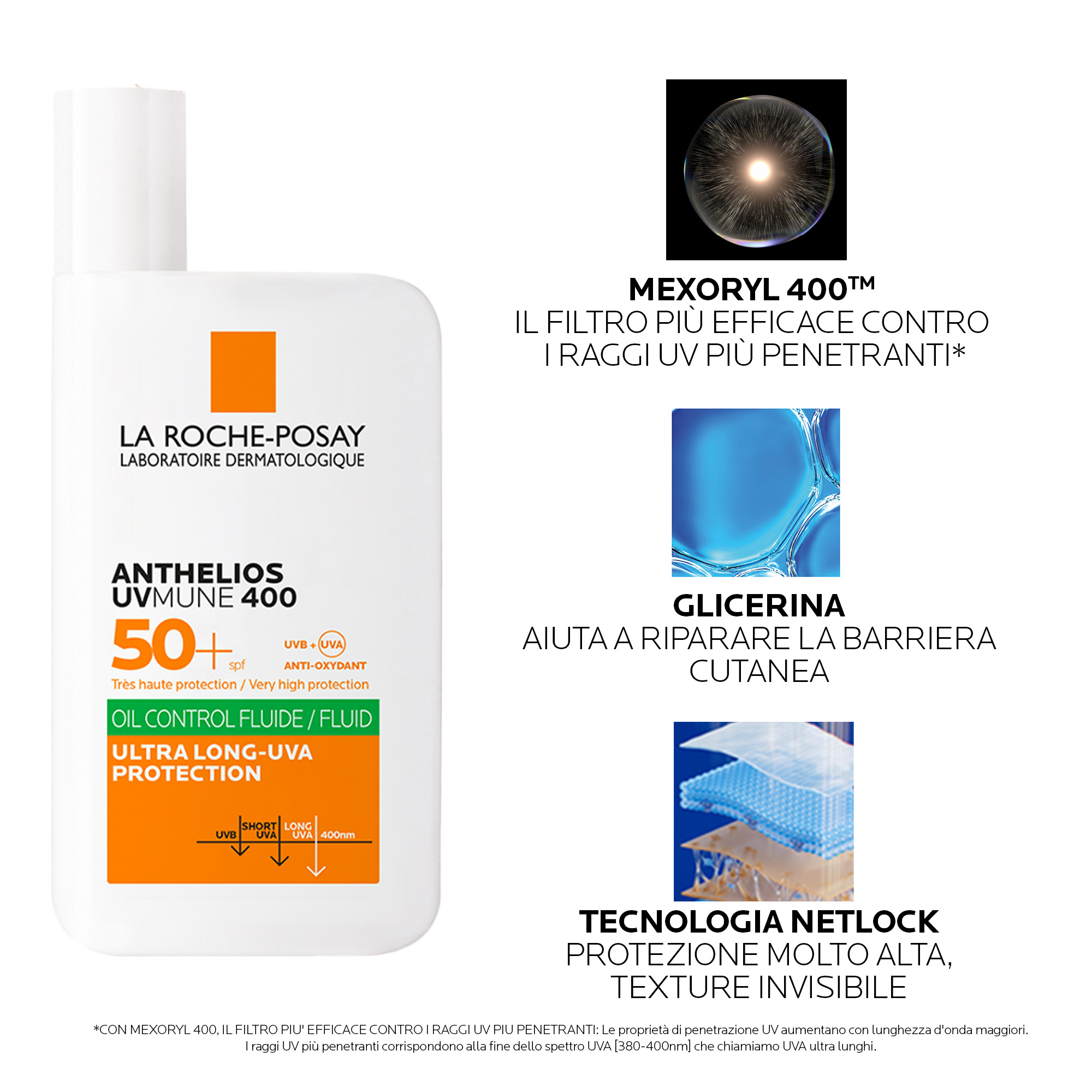 La Roche-Posay Anthelios Uvmune 400 - Fluido Invisibile Per Pelli Grasse SPF50+ Viso 50 ml