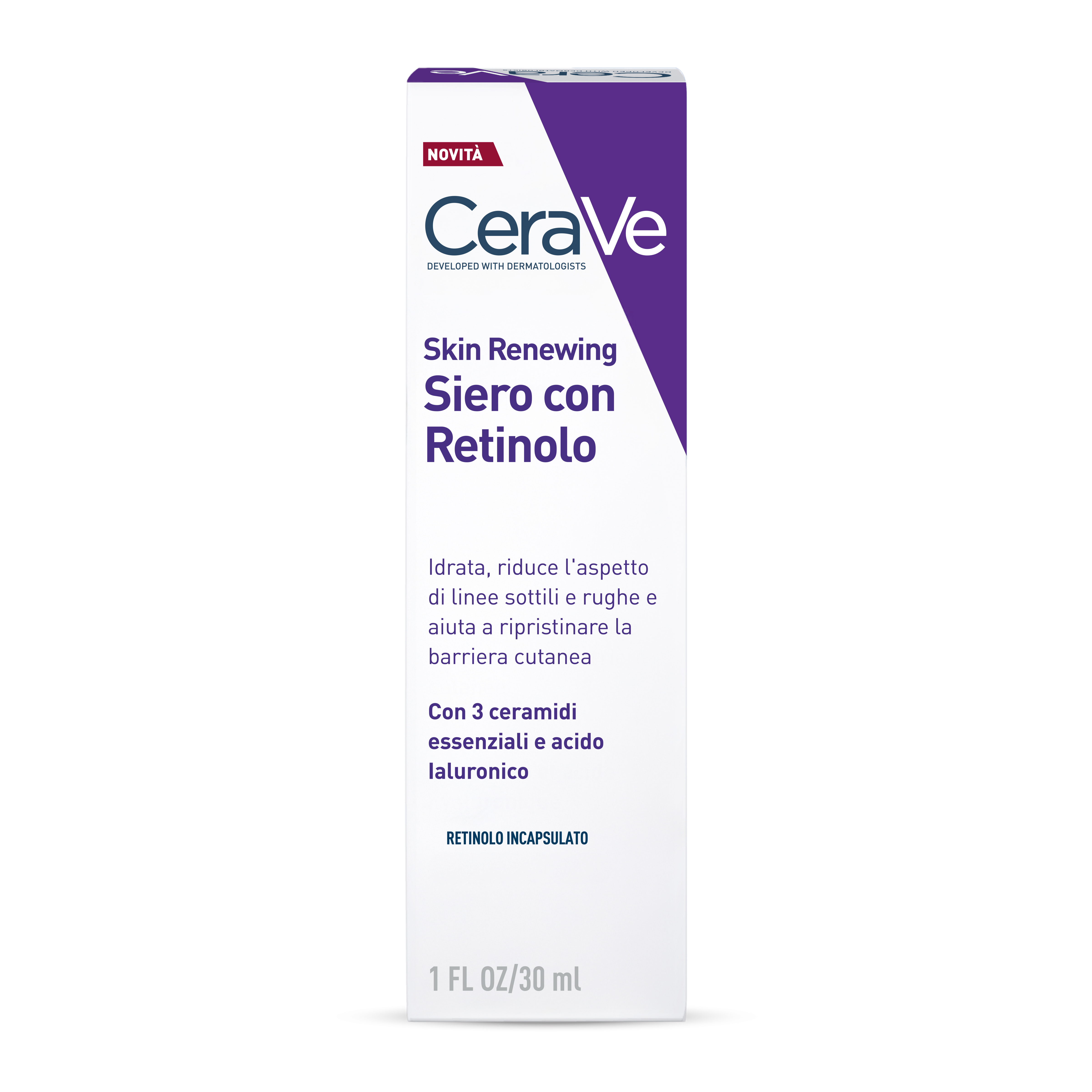 CeraVe Skin Renewing Siero Retinolo, Con Retinolo Incapsulato, 3 Ceramidi Essenziali e Acido Ialuronico, Per i Primi Segni dell'Età, 30ml